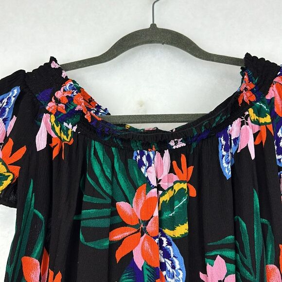 Old Navy Floral Print Smocked off shoulder top Size Small Off Shoulder - Picture 3 of 8